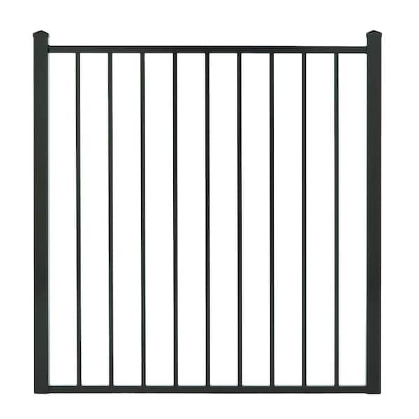 Cercadia 4 ft. W x 4 ft. H Black Aluminum Gate Flat Top for 2-Rail-DISCONTINUED