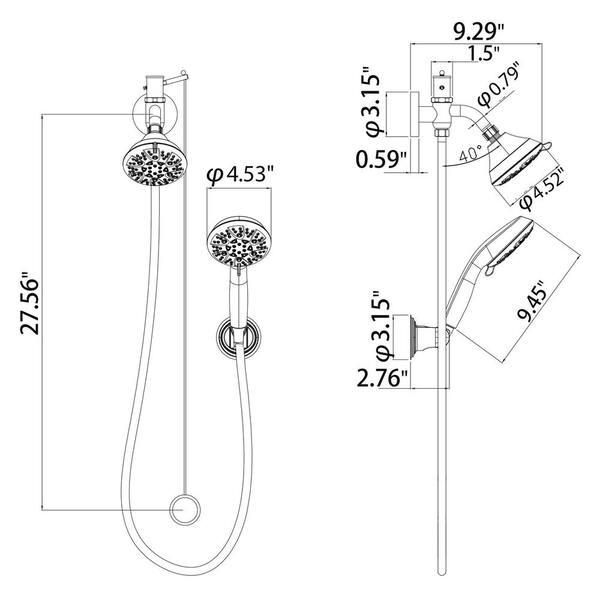 1-spray 2.76 in. Dual Shower Head and Handheld Shower Head in Polished Chrome 1-spray 2.76 in. Dual Shower Head and Handheld Shower Head in Polished Chrome