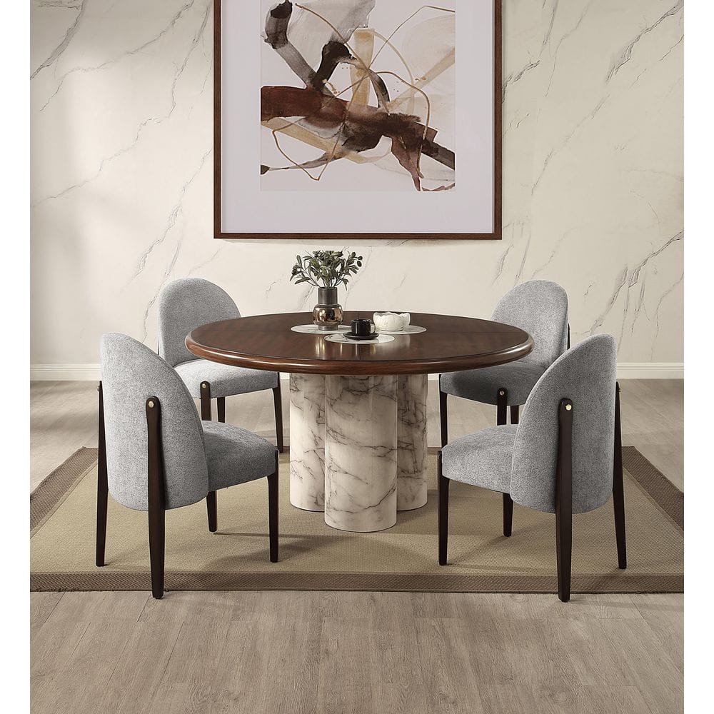 Harbor Round Brown Wood 60 in. Pedestal Base Dining Table Seats 4 price history on PriceWatchPro