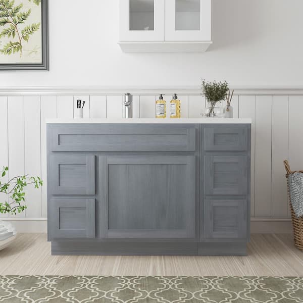 Vanity Art 48 in. W x 21 in. D x 32.5 in. H Bath Vanity Cabinet without Top in Silver