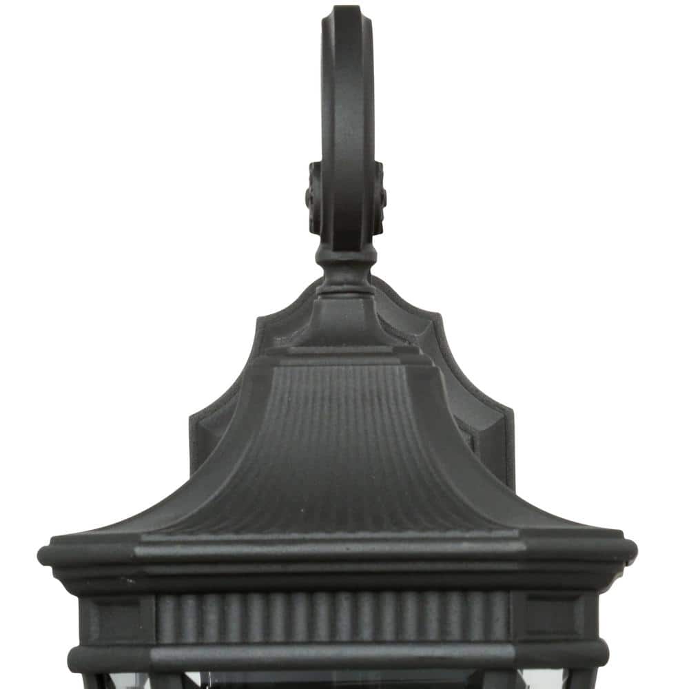 Black Metal and Clear Glass Outdoor Lantern Sconce