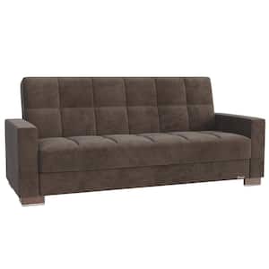 Basics Collection Convertible 87 in. Brown Microfiber 3-Seater Twin Sleeper Sofa Bed with Storage