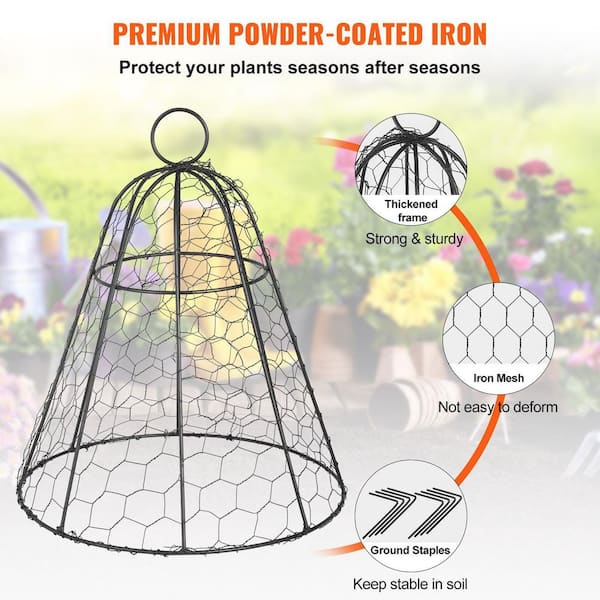 VEVOR Chicken Wire Cloche 5 Packs 13 Diameter x 15.7 Height Plant Protector and Cover with Zip Ties & Staples Sturdy Metal Cage Garden Protection