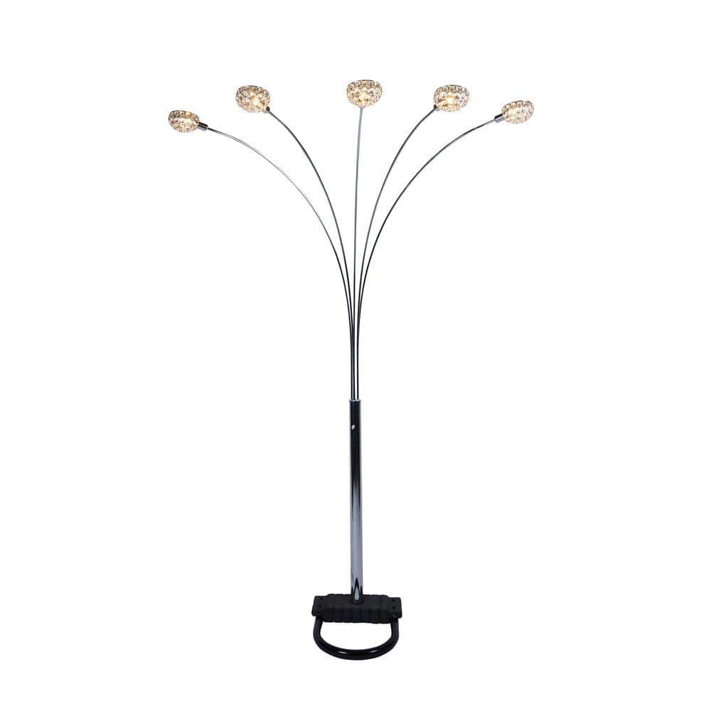 Jushua 91 in. H Silver Arc Metal Multi-head Floor Lamp with Half