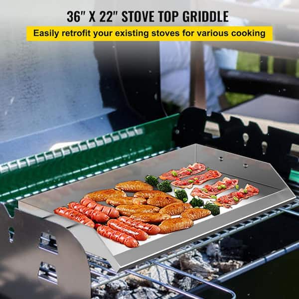 Universal Stainless Steel Griddle Flat Top Grill Plate 23''x16x5.5with  Jalapeno Grill,Even Heating Bracing for BBQ Charcoal/Gas Outdoor Grills