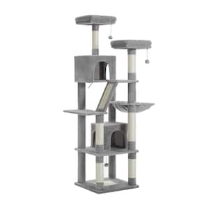 70.9 in Large Cat Tree for Indoor Cats Multi-Level Cat Tower Cat Scratching Post in Grey Medium to Large Cat