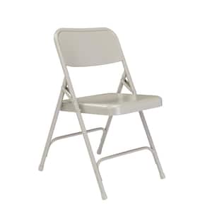200 Series Premium All-Steel Double Hinge Folding Chair, Grey (4-Pack)