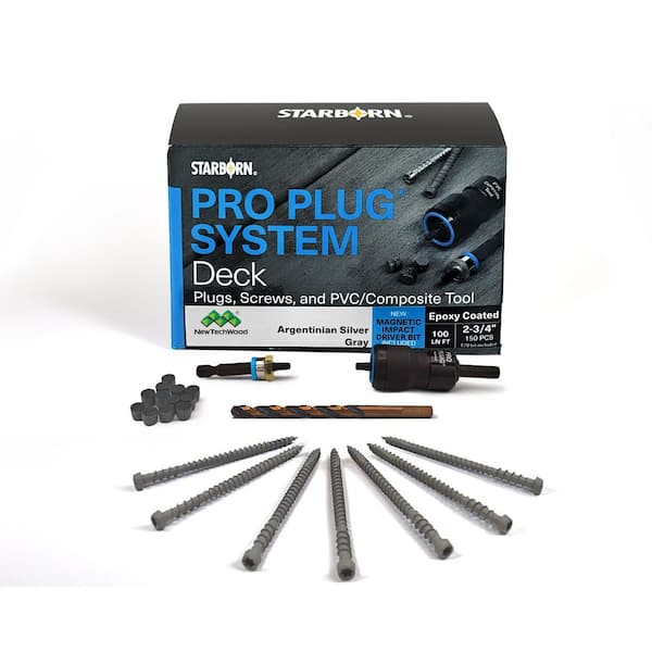 1-Pack 10 x 2-3/4 in. Argentinian Silver Gray Epoxy Tory Flat-Head Pro Plug System Deck Screws (2.22 lbs. / 150-Piece)