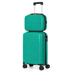 2 Piece Carry On Luggage Sets, ABS Hardside Suitcases with Spinner Wheels and TSA Lock Green, 14 in. Plus 20 in.