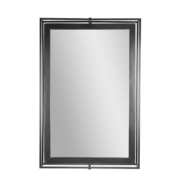 Deco Mirror 24 in. x 36 in. Black Rectangular Metal Framed Swivel Floating Wall Mirror