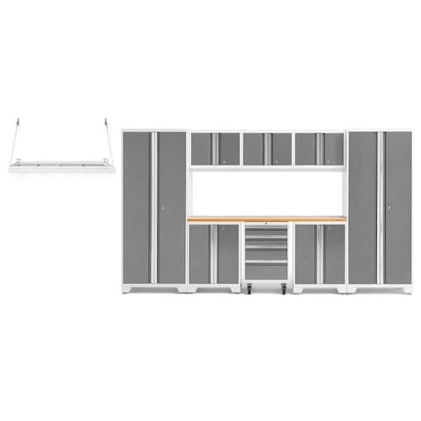 NewAge Products Bold Series 9-Piece 24-Gauge Steel Garage Storage System in Platinum Silver (132 in. W x 77 in. H x 18 in. D)