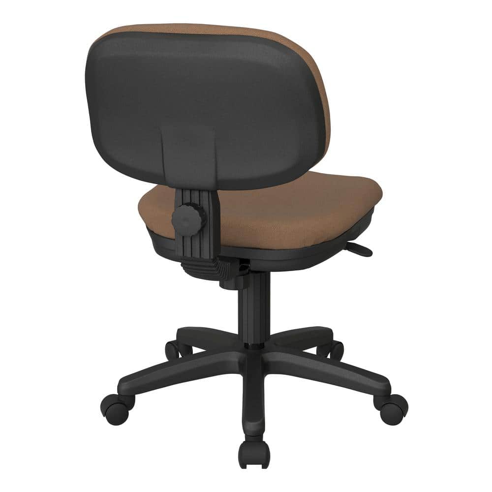 Taupe Fabric Swivel Armless Task Chair with Black Base