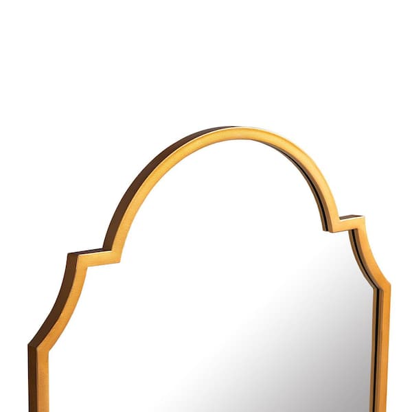 Gold 20 in W x 30 in. H Farmhose Arched Mirror cabinet Iron Framed Mirror