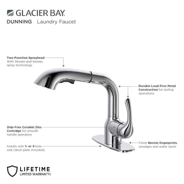 Glacier Bay Dunning Single-Handle Pull-Out Laundry Utility Faucet in Chrome