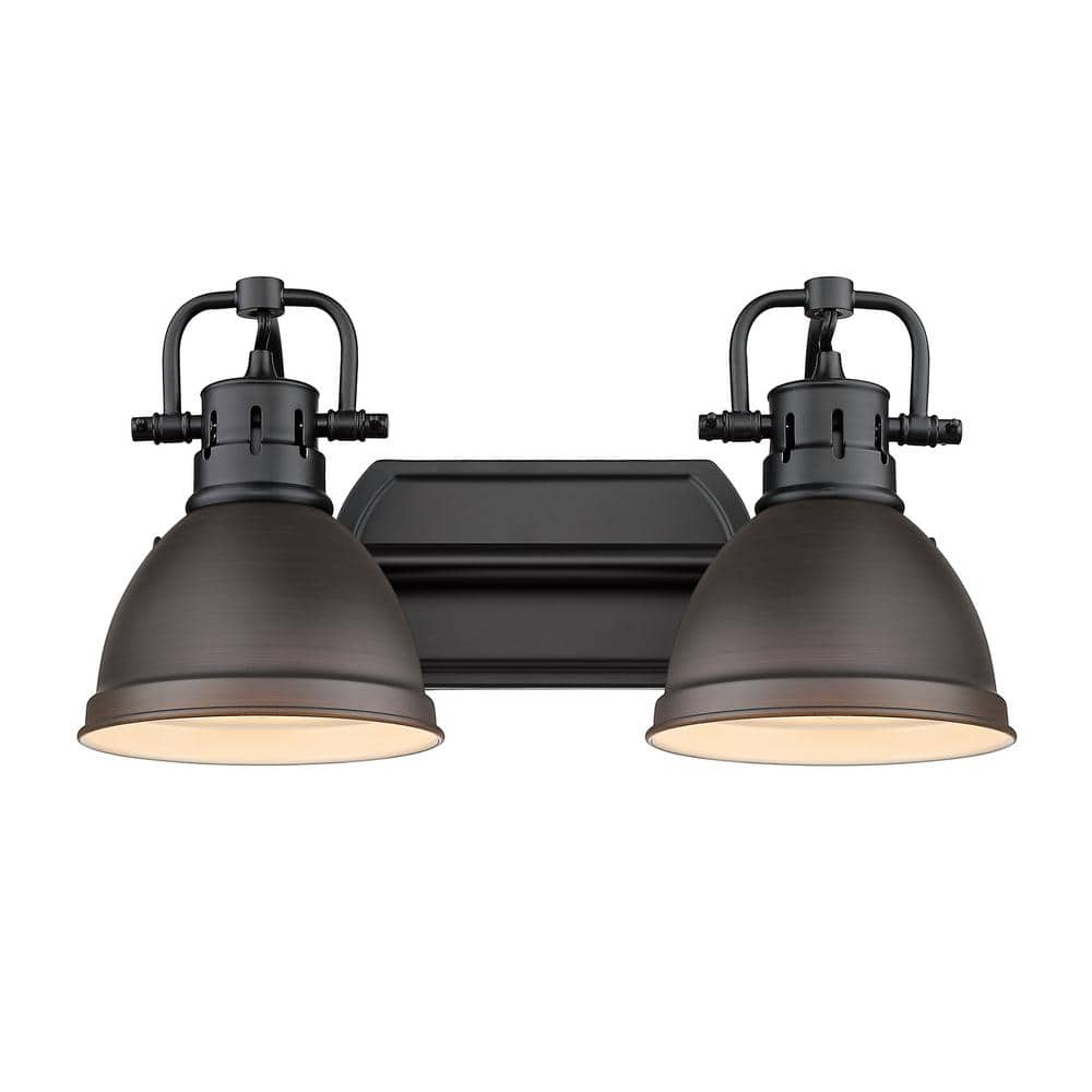 Duncan 16.5" Matte Black and Rubbed Bronze 2-Light Vanity Fixture