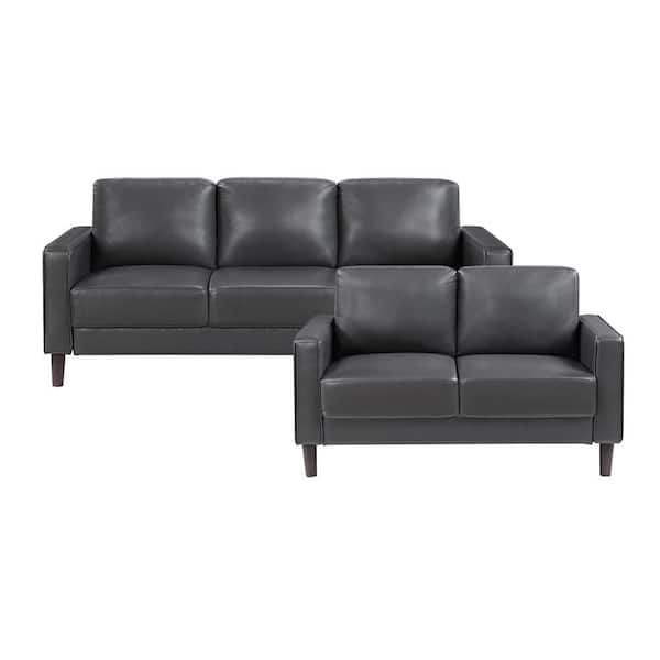 Lazzara Apollo 77 in. W Square Arm Faux Leather Rectangle Sofa in