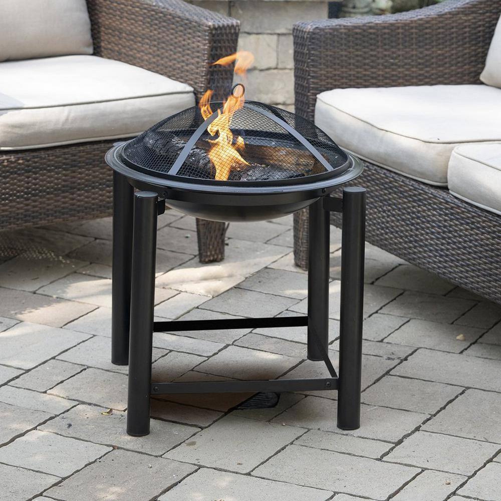 21.5" Black Round Steel Wood Burning Fire Pit