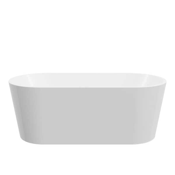 A&E Morgana 68 in. Acrylic Free-Standing Flatbottom Oval Bathtub with Center Drain in White