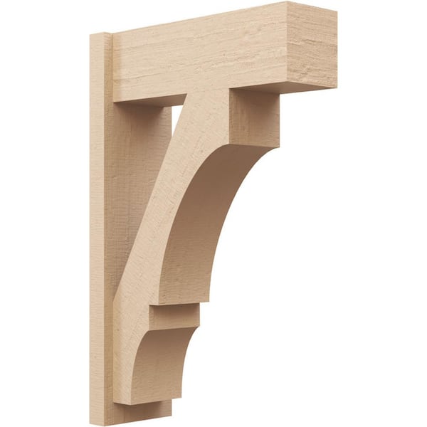 Ekena Millwork 8 in. x 34 in. x 22 in. Balboa Block Rough Cedar Woodgrain Timberthane Polyurethane Outlooker, Primed Tan