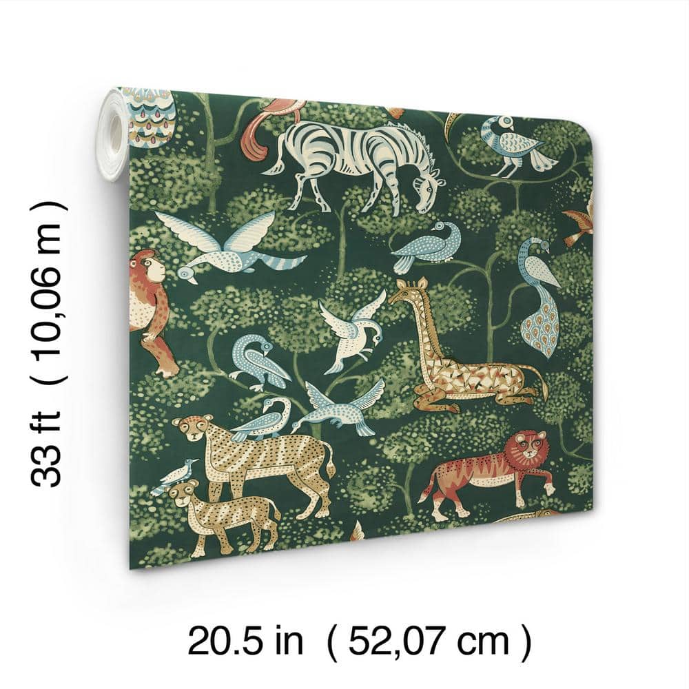 Rigby Green Jungle Animals Non-Woven Wallpaper