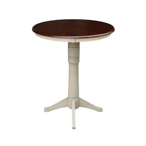 Olivia 30 in. Almond and Espresso Round Bar Table