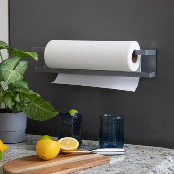 Household Essentials Metal Magnetic Paper Towel Holder, Grey