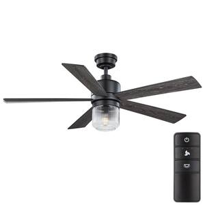 52 in. Veterno Indoor Matte Black LED Ceiling Fan with Remote Control