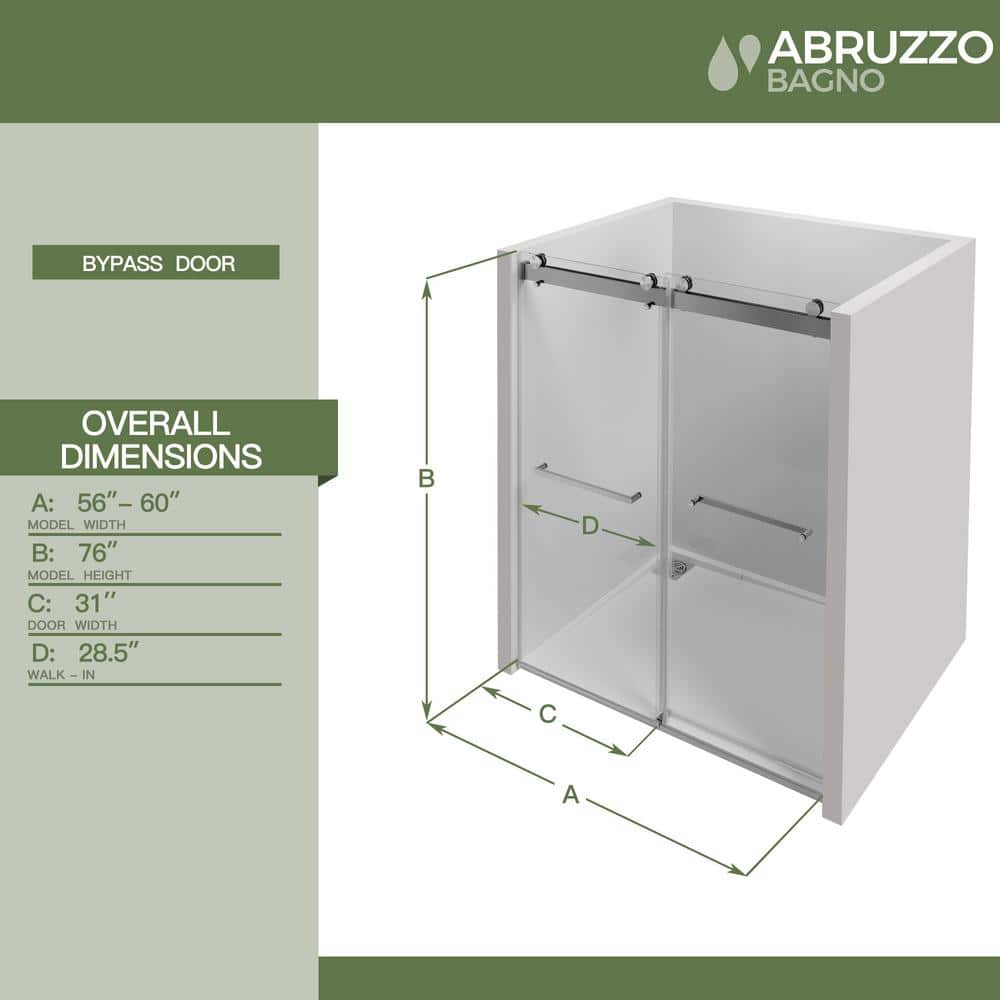 Matte Black 60" Frameless Sliding Shower Door with Tempered Glass