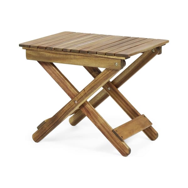 TIRAMISUBEST Natural Wood Outdoor Side Table with Folding