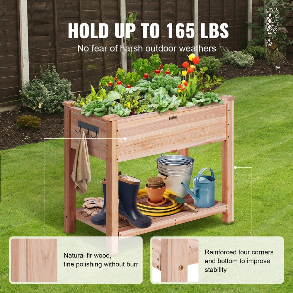 Burlywood Fir Wood Raised Garden Bed Planter 33"x18"x30"