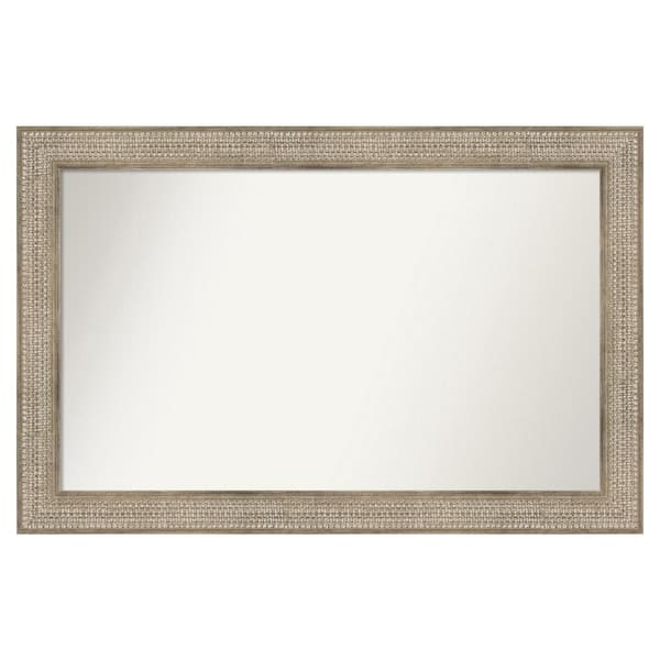 Amanti Art Trellis Silver 46 in. x 30 in. Custom Non-Beveled Wood Framed Bathroom Vanity Wall Mirror