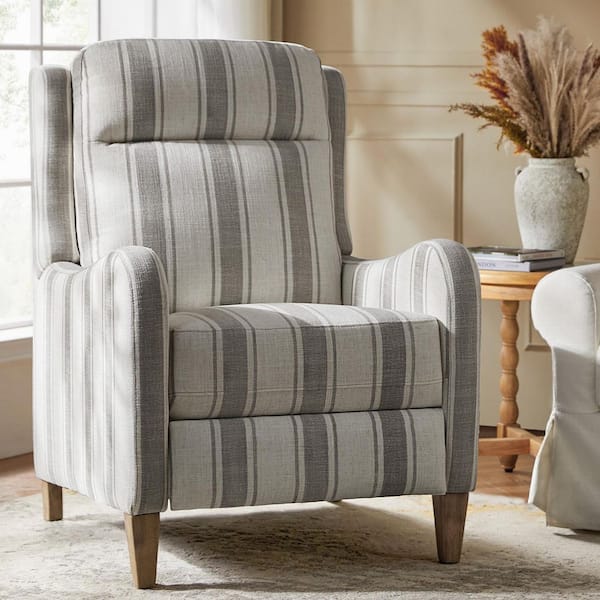 JAYDEN CREATION Natalia Gray Farmhouse Polyester Recliner