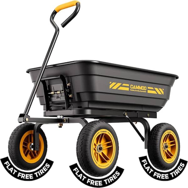 600 lb Heavy-Duty Garden Dump Cart, 4 Cu Ft Utility Wagon with Quick-Release Dumping