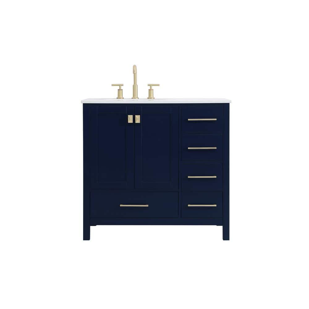 Simply Living 36 in. W x 22 in. D x 34 in. H Bath Vanity in Blue with Calac