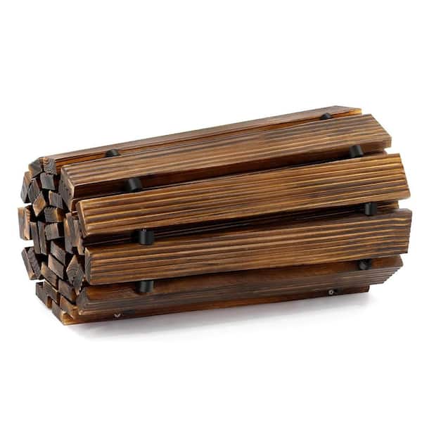 ATENGNES 12 ft. Outdoor Brown Roll Up Wooden Garden Pathway Decorative Garden Boardwalk Wedding Party Walkways Pond Accessory