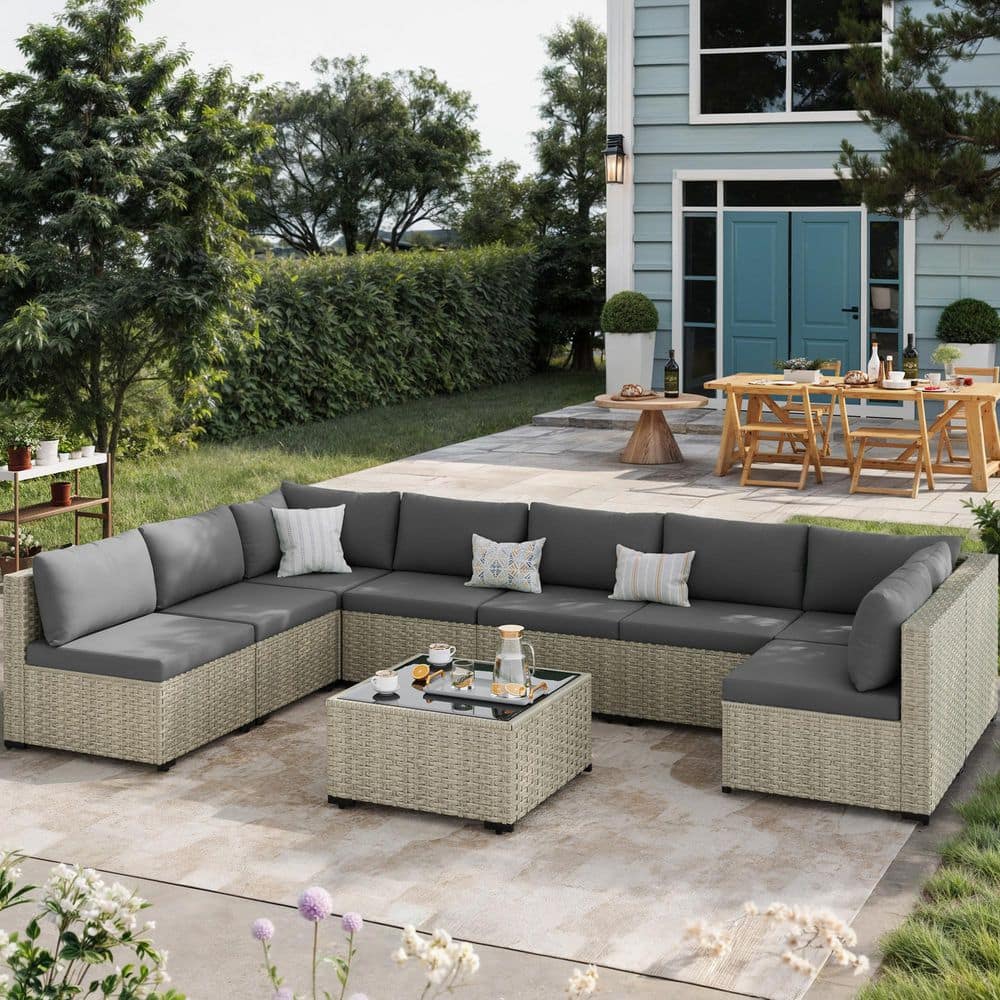 Poteban 9 Piece Outdoor Patio Seating Group with Cushions