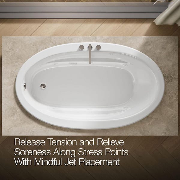 KOHLER Sunward 72 in. Oval Drop-in Whirlpool Bathtub in White K