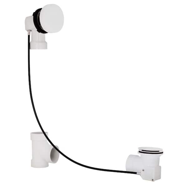 Westbrass 35 in. Schedule 40 PVC Cable Drive Bath Waste Trim Kit in White