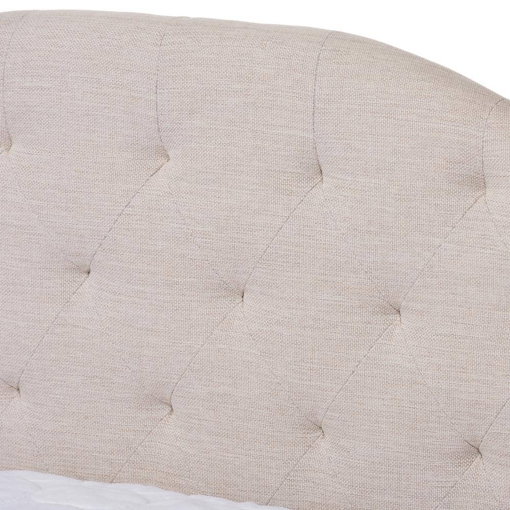 Light Beige Full Size Upholstered Daybed with Tufted Headboard