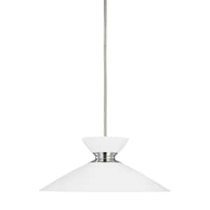 Heath 1-Light Polished Nickel Pendant with Matte White Steel Shade