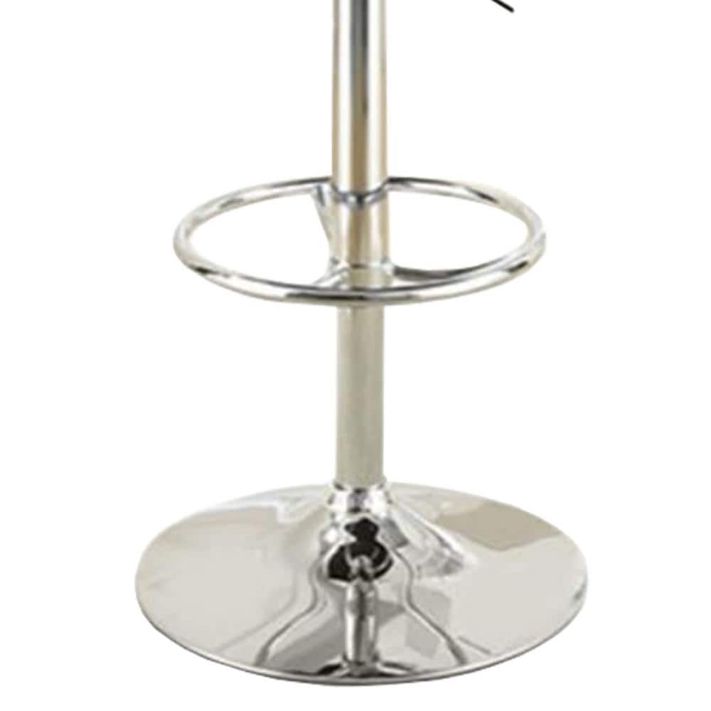 Adjustable Black and Silver Faux Leather Barstool with Chrome Base