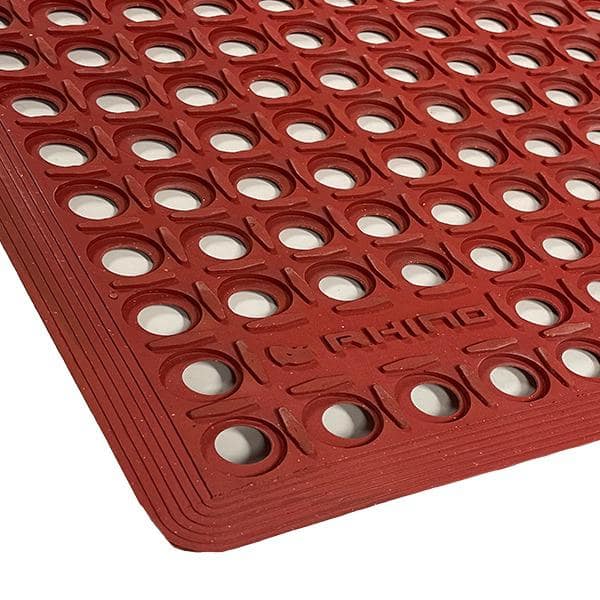 Rubber-Cal Kitchen Mat Anti-Slip Red 36 in. x 60 in. Rubber Grease Proof Kitchen Mat Commercial Floor Mat (Pack of 2)