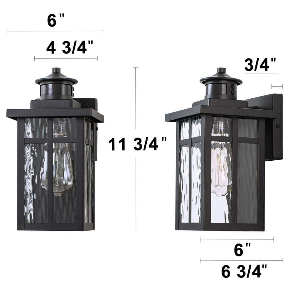 Matte Black Medium Outdoor Lantern Sconce with Clear Glass