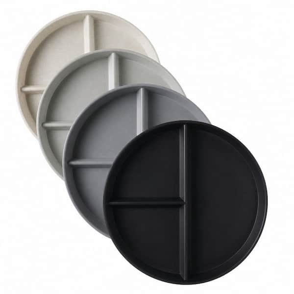 4 PCS 9 in. Grey Series Unbreakable Divided Plates for Kids Adults, Dishwasher and Microwave Safe Compartment Plate
