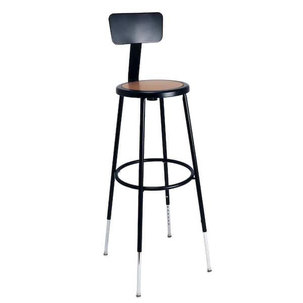HAMPDEN FURNISHINGS Felix Collection Height Adjustable 32-39 in. Stool with Backrest, Black Metal Frame, Masonite Seat Pan, Assembly Ready