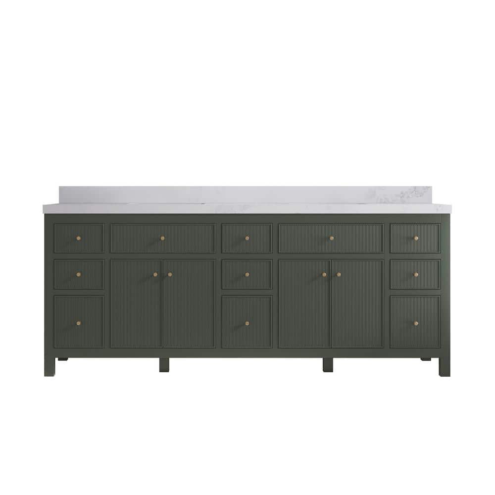 "Sonoma 84 in. W x 22 in. D x 36 in. H Double Sink Bath Vanity in Pewter Green with 2"" Calacatta Nuvo Top" price history on PriceWatchPro