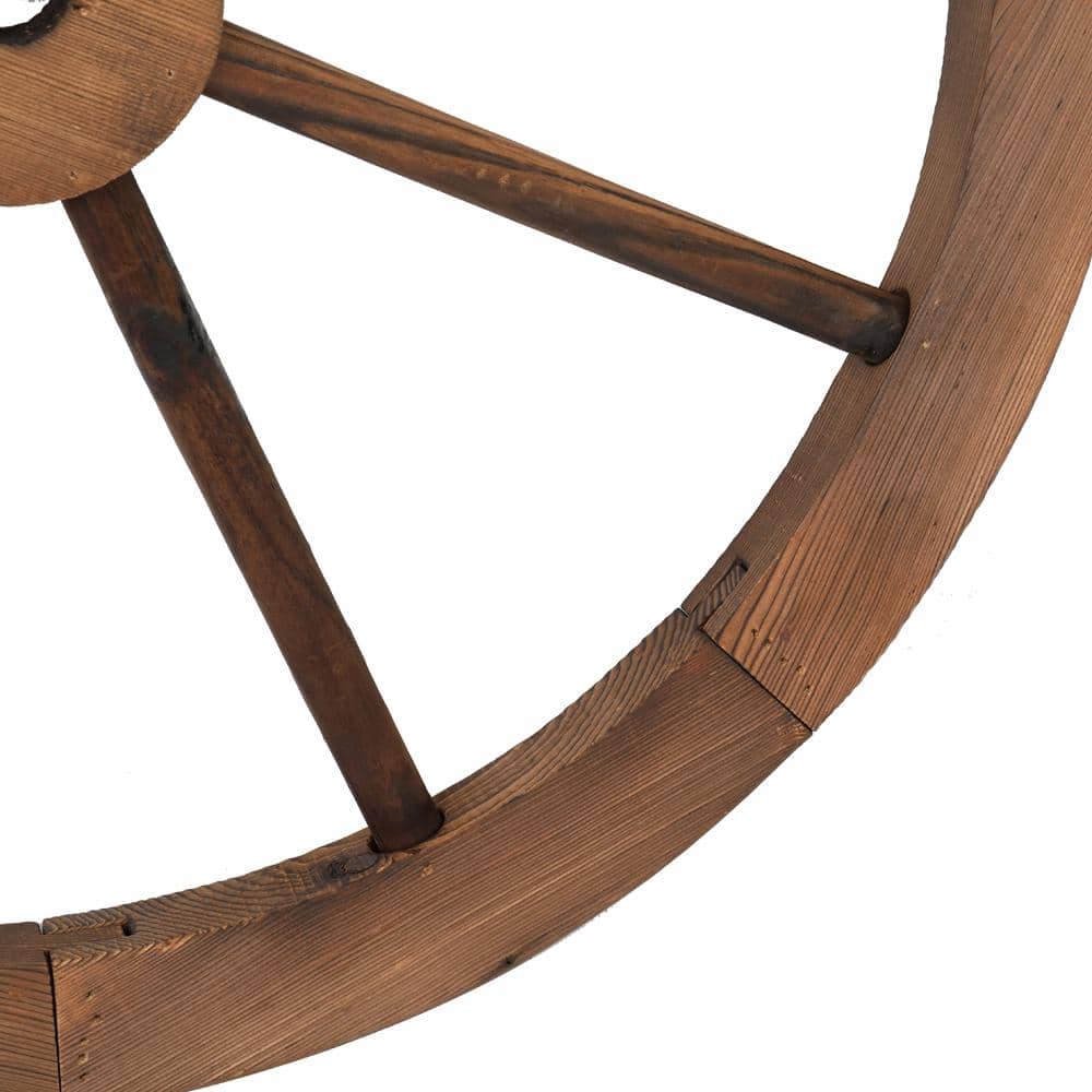 Vintage 24" Brown Fir Wood Wagon Wheel Set