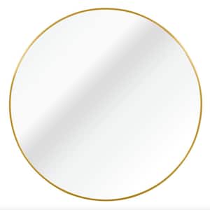 39 in. W x 39 in. H Round Metal Frame Wall Bathroom Vanity Mirror in Gold