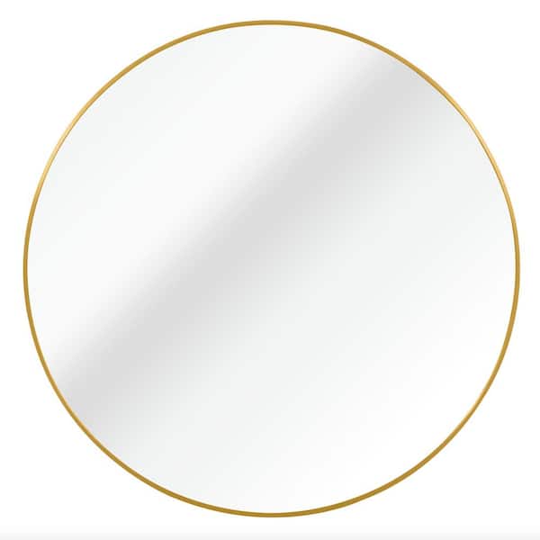 39 in. W x 39 in. H Round Metal Frame Wall Bathroom Vanity Mirror in Gold