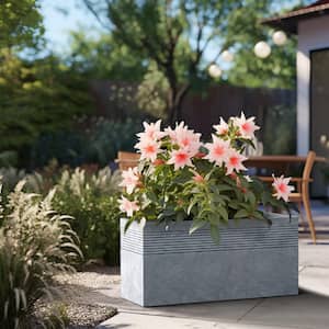 Modern 31.5 in. Length Large Tall Elongated Square Soft Slate Outdoor Cement Planter Plant Pots
